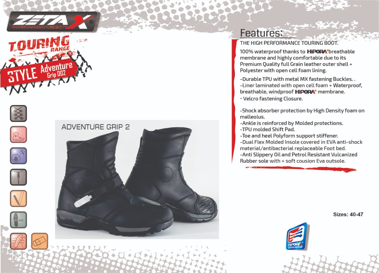 High Performance Leather Adventure Boot Waterproof membrane with a 