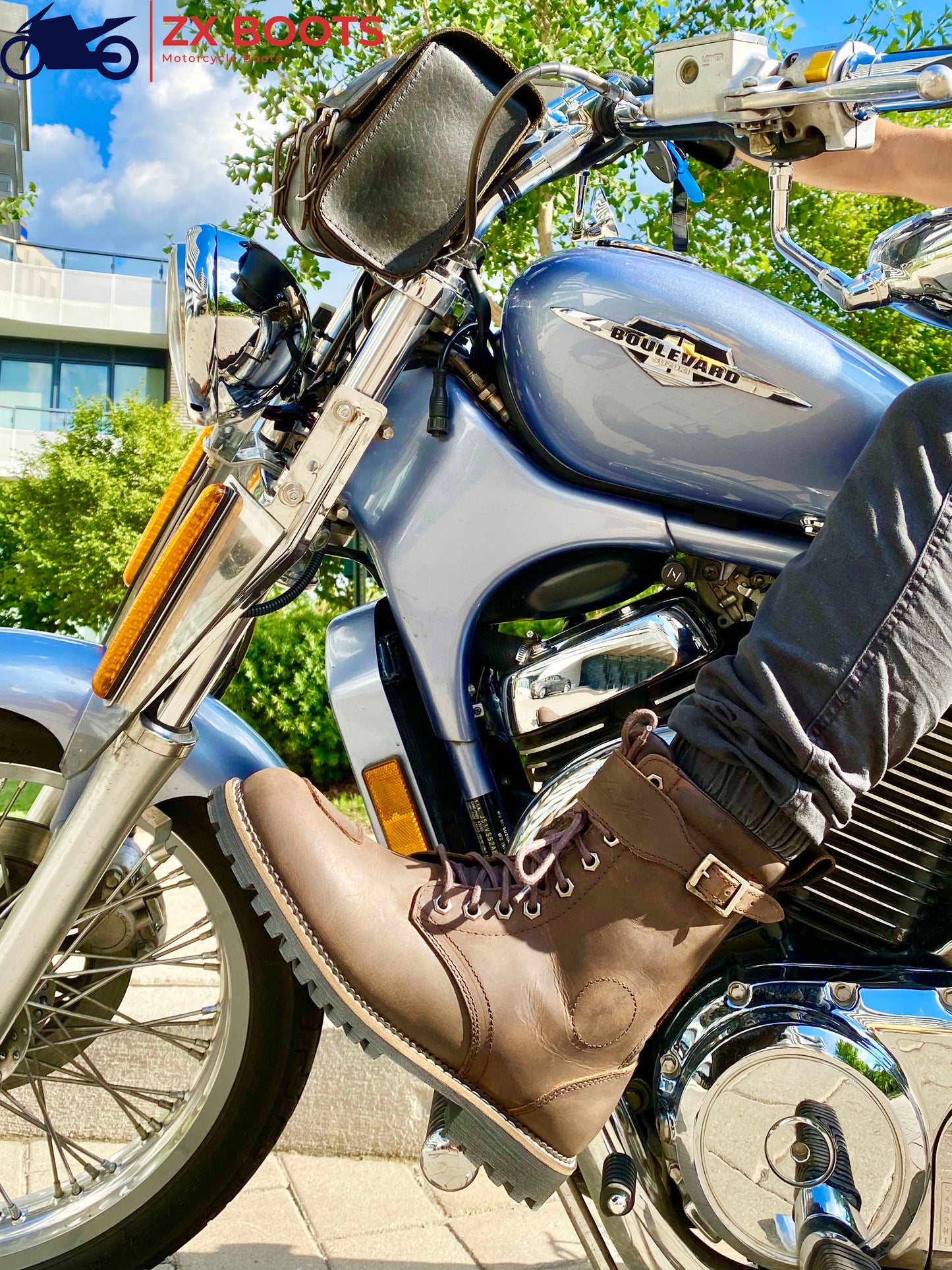 High Performance CE Certified Cafe Racer Style Boot Waterproof with Zip and Laces